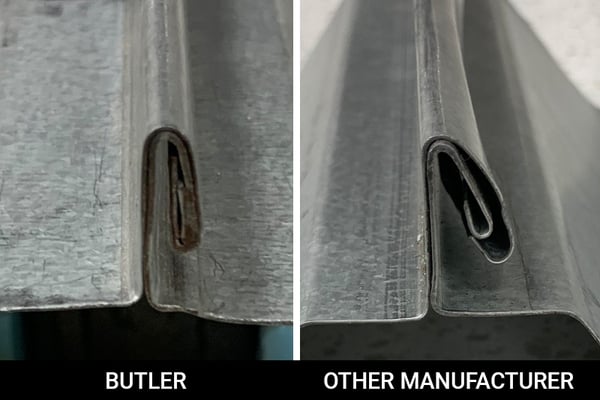 Comparison between ACE-Butler-Roof-Panel-Seam to other manufacturer