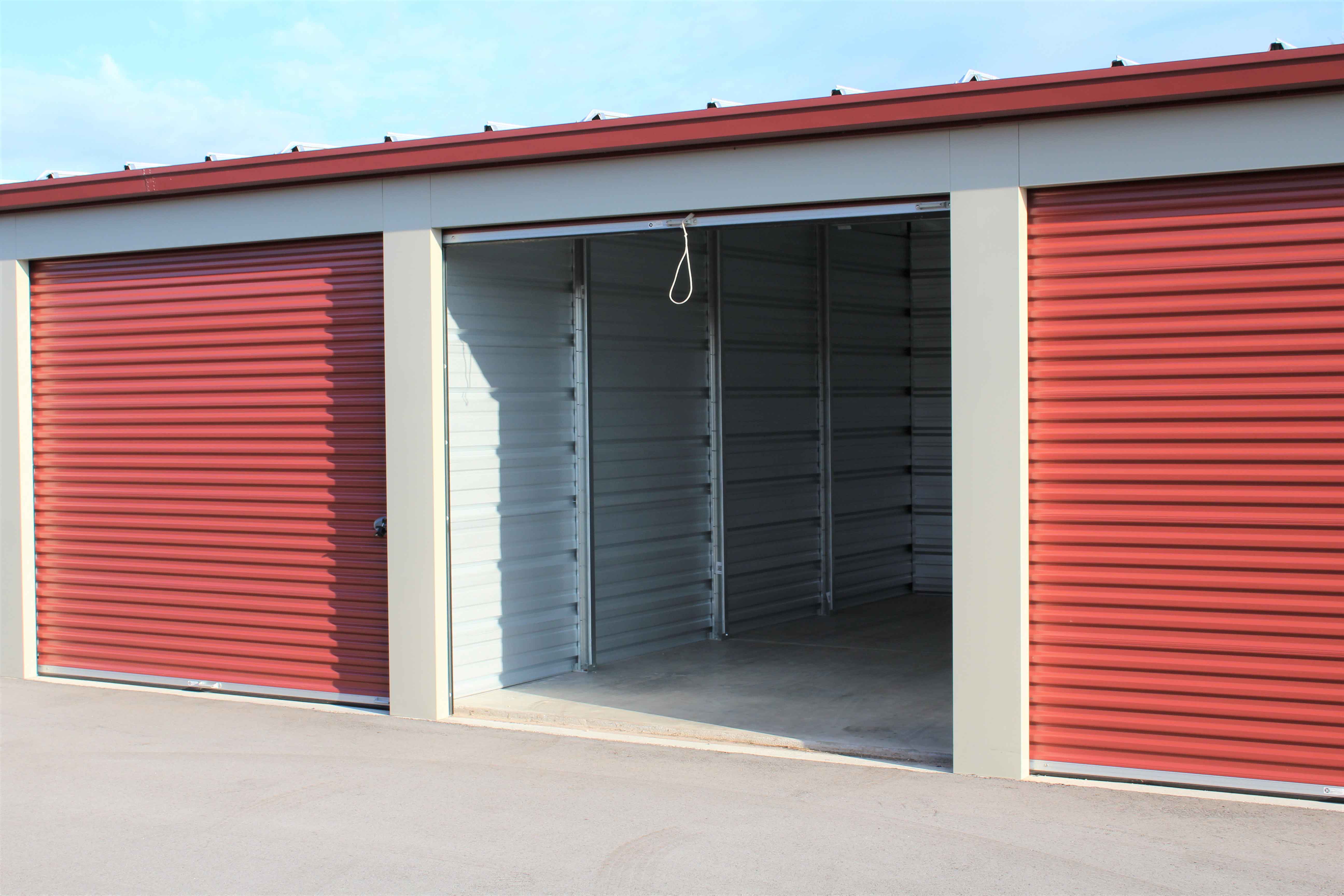 Butler Manufacturing pre-engineered metal buildings storage exterior shot with opened garage door