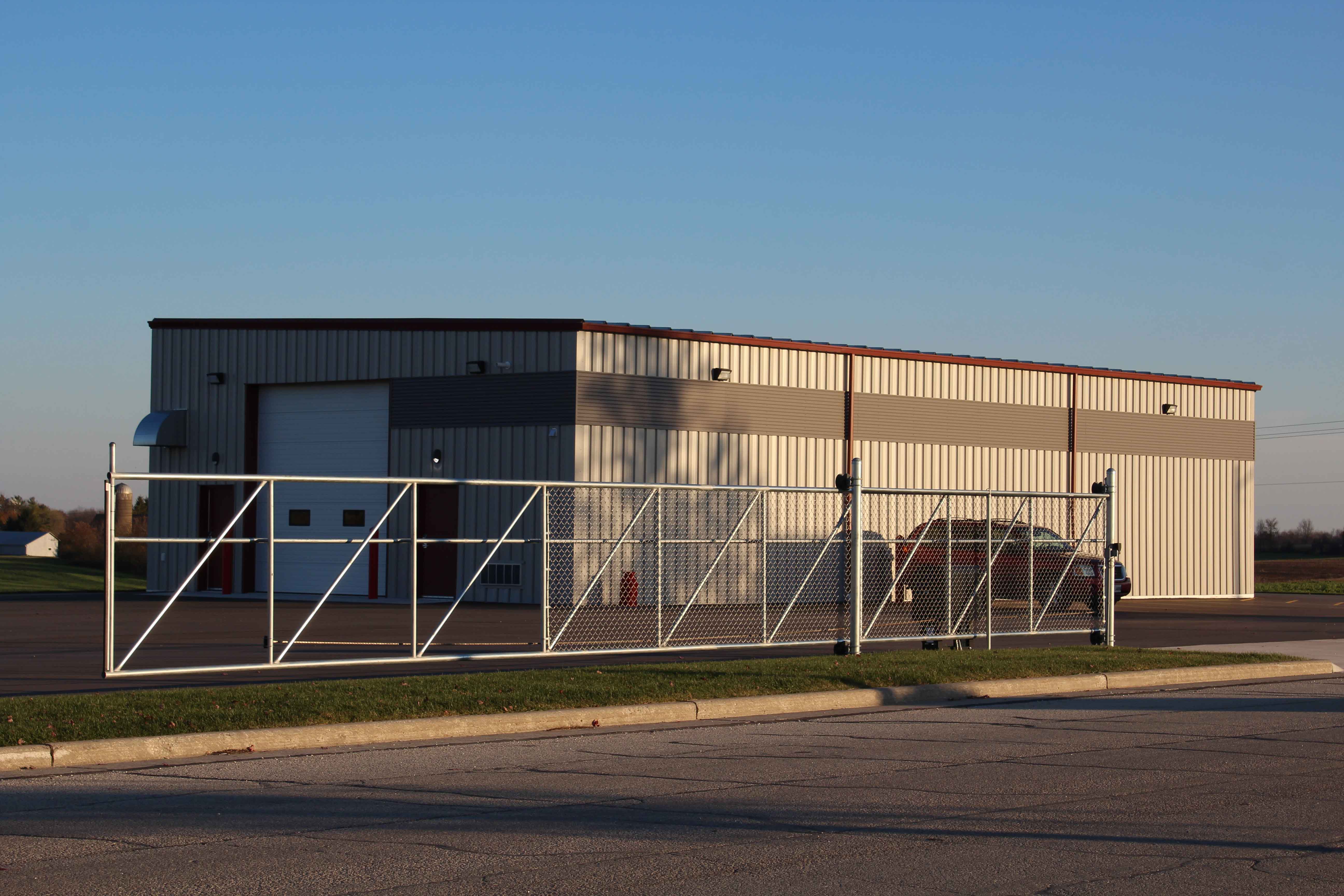 Fleet Maintenance Shop Construction Exterior Shot at Sunset