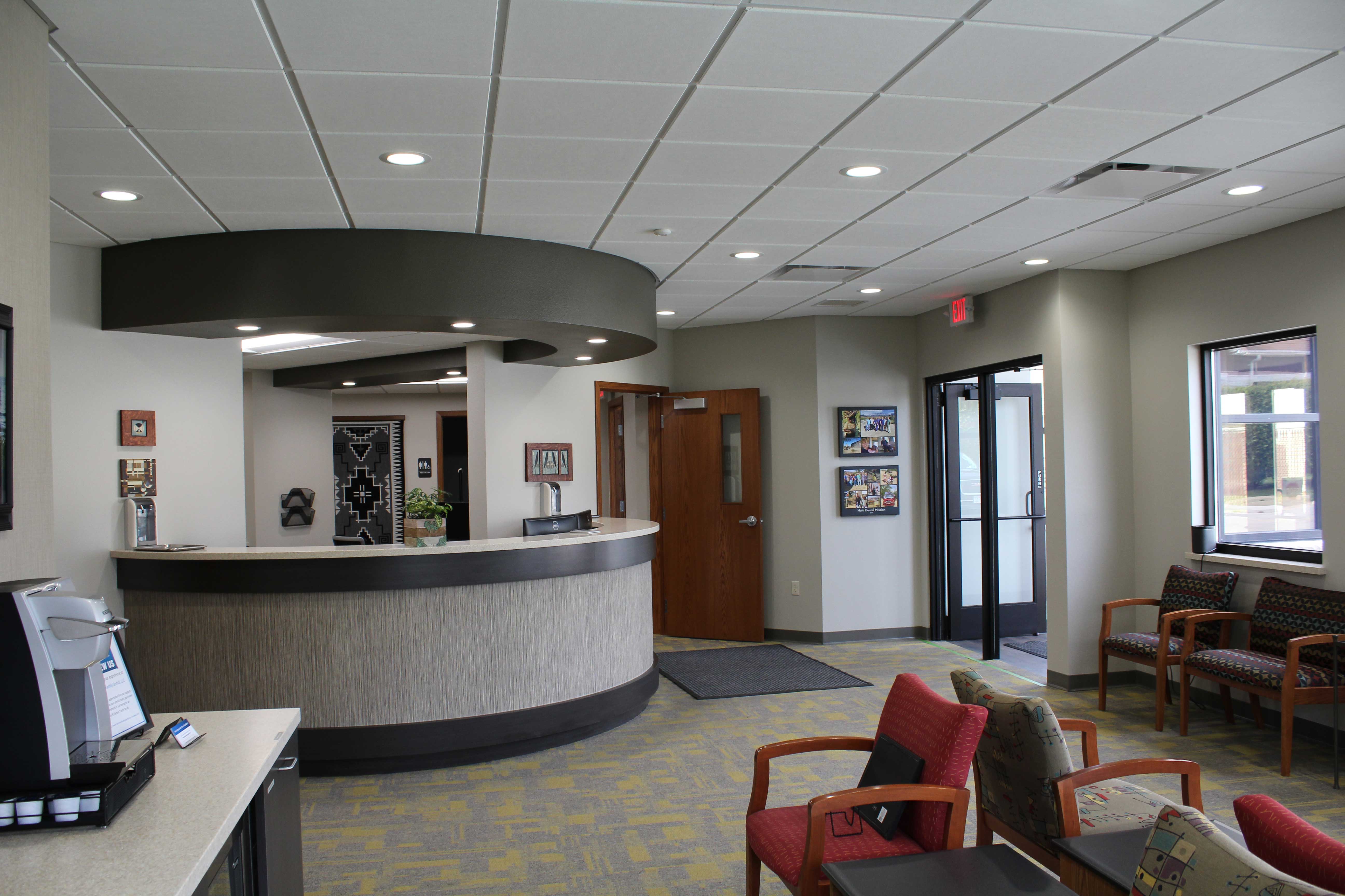 Interior waiting room at two rivers family dental